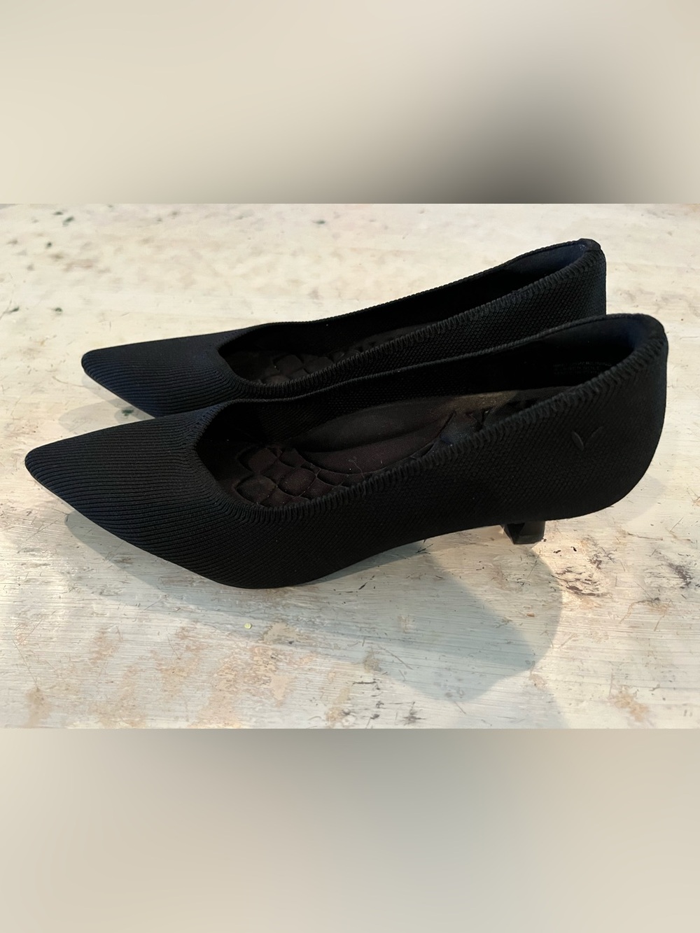 Classic Black Pointed-Toe Low Heel Pumps